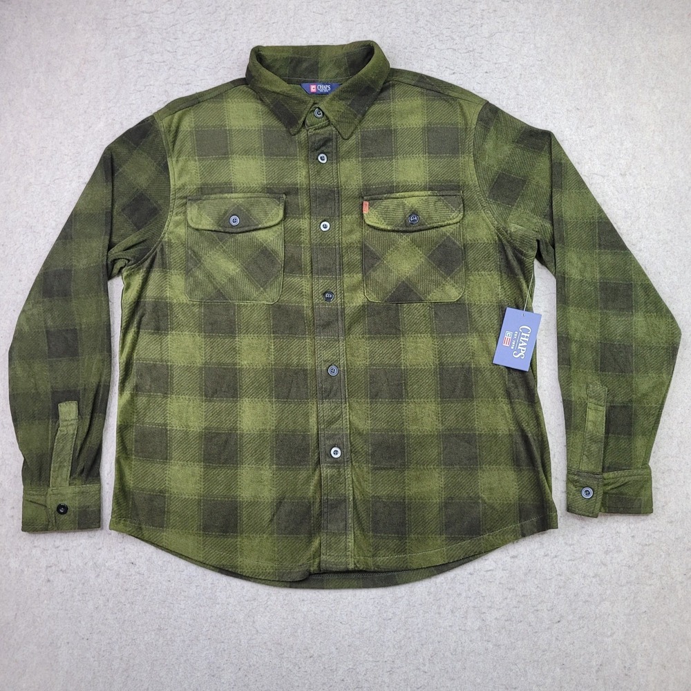 CHAPS Cozy Soft Flannel Shirt Mens XL Forest Green Long Sleeve CM34LK985 NEW